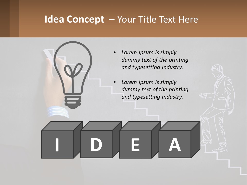 A Person Drawing A Stair With A Marker On A Chalkboard PowerPoint Template