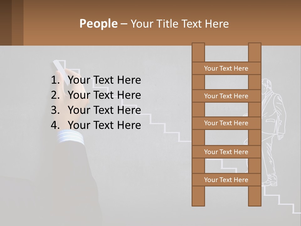 A Person Drawing A Stair With A Marker On A Chalkboard PowerPoint Template