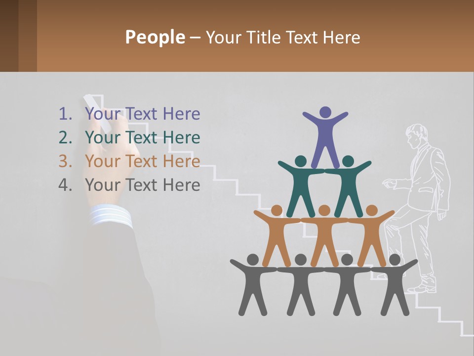 A Person Drawing A Stair With A Marker On A Chalkboard PowerPoint Template