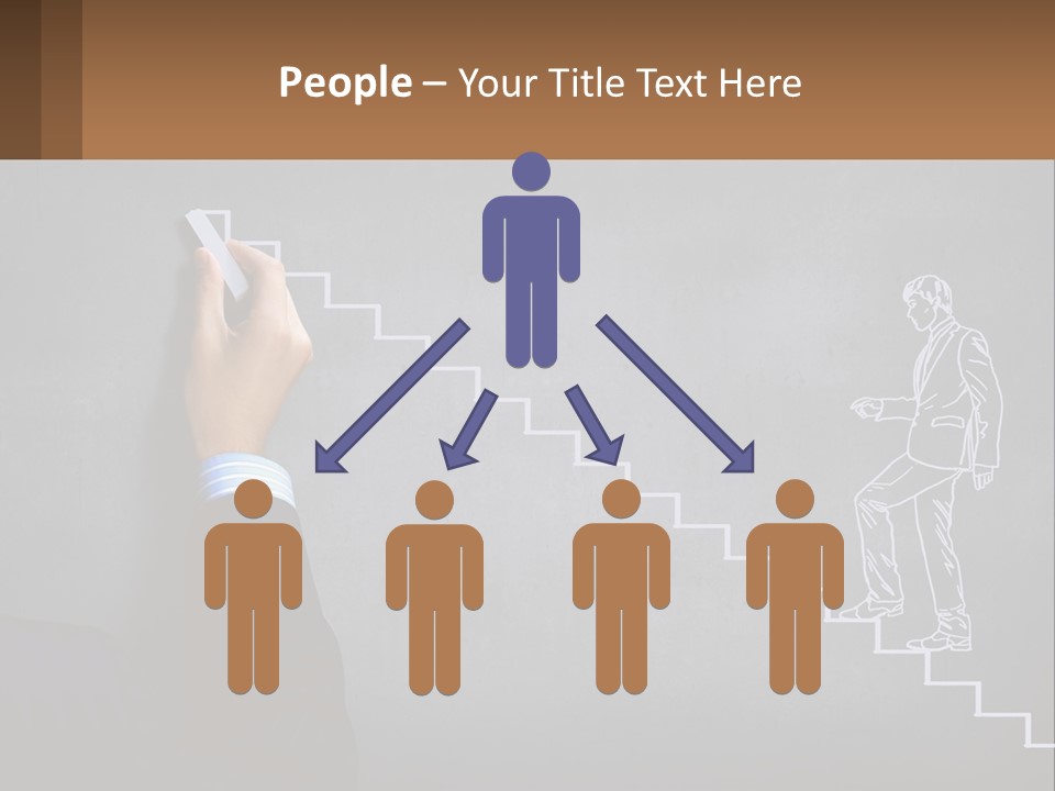 A Person Drawing A Stair With A Marker On A Chalkboard PowerPoint Template