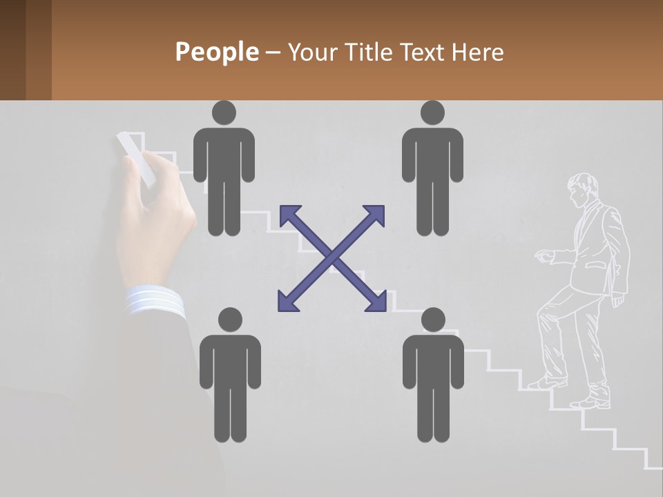 A Person Drawing A Stair With A Marker On A Chalkboard PowerPoint Template