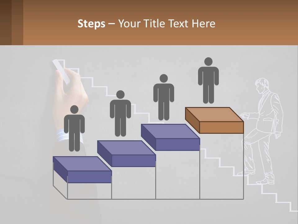 A Person Drawing A Stair With A Marker On A Chalkboard PowerPoint Template