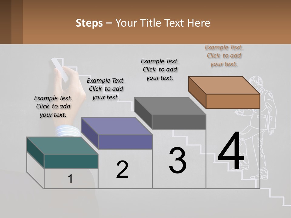 A Person Drawing A Stair With A Marker On A Chalkboard PowerPoint Template