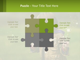 A Little Girl Blowing A Dandelion In A Field PowerPoint Template