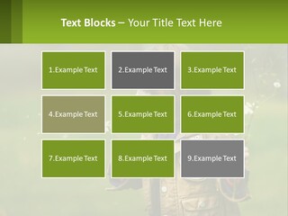 A Little Girl Blowing A Dandelion In A Field PowerPoint Template