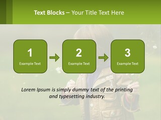 A Little Girl Blowing A Dandelion In A Field PowerPoint Template