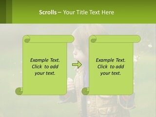 A Little Girl Blowing A Dandelion In A Field PowerPoint Template