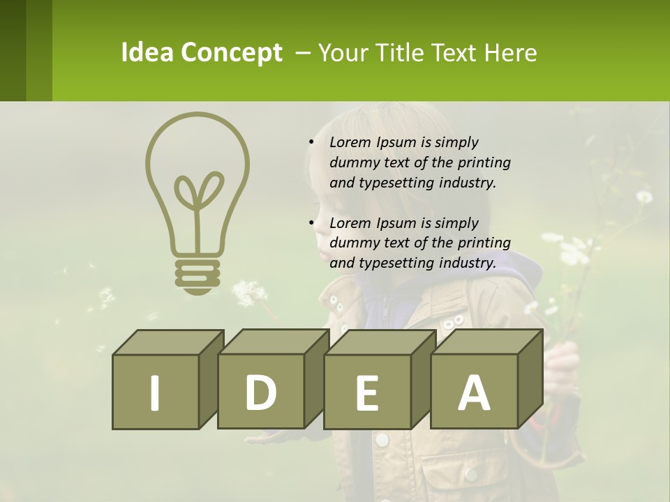 A Little Girl Blowing A Dandelion In A Field PowerPoint Template