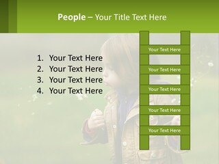 A Little Girl Blowing A Dandelion In A Field PowerPoint Template