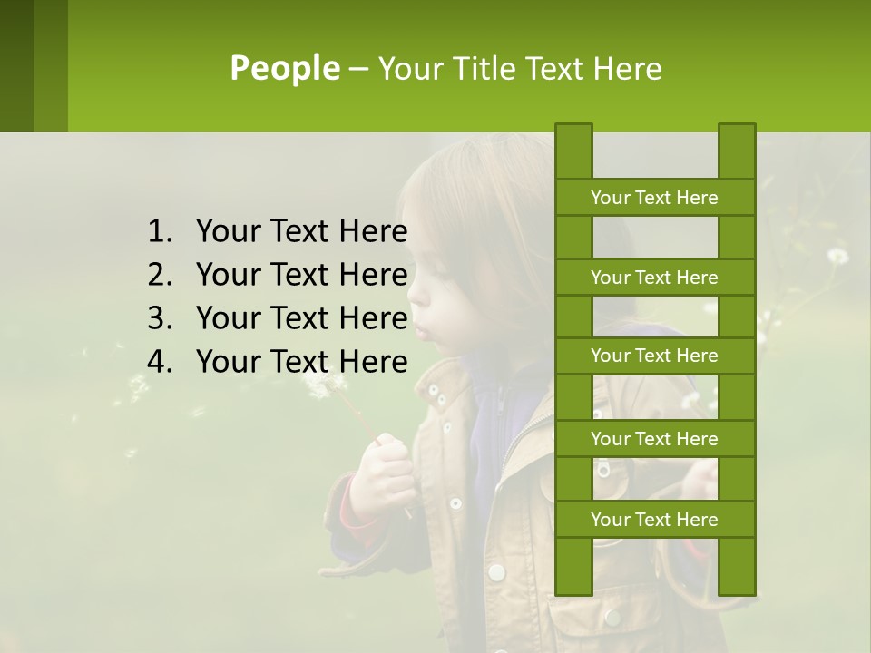 A Little Girl Blowing A Dandelion In A Field PowerPoint Template