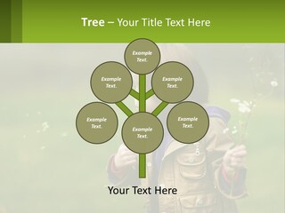 A Little Girl Blowing A Dandelion In A Field PowerPoint Template
