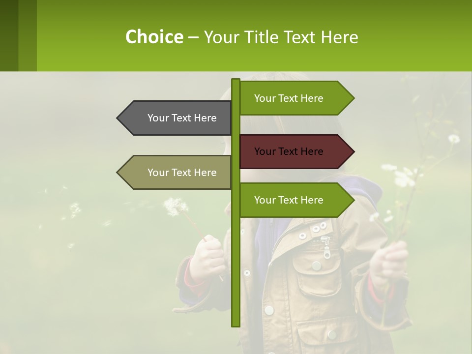 A Little Girl Blowing A Dandelion In A Field PowerPoint Template