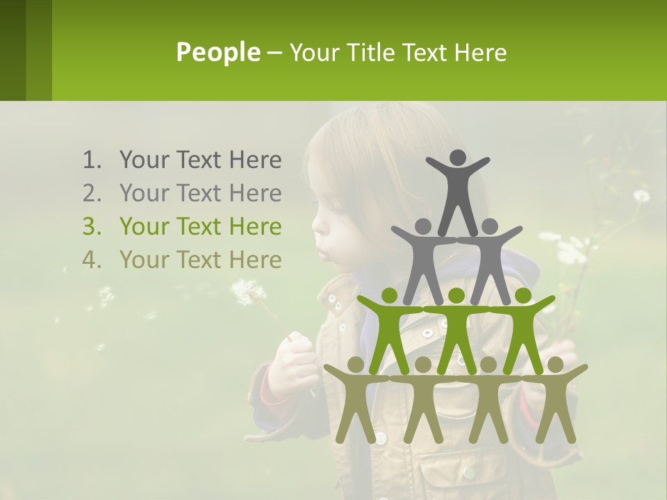 A Little Girl Blowing A Dandelion In A Field PowerPoint Template