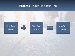 A Group Of People Walking Down A Sidewalk PowerPoint Template