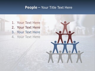 A Group Of People Walking Down A Sidewalk PowerPoint Template