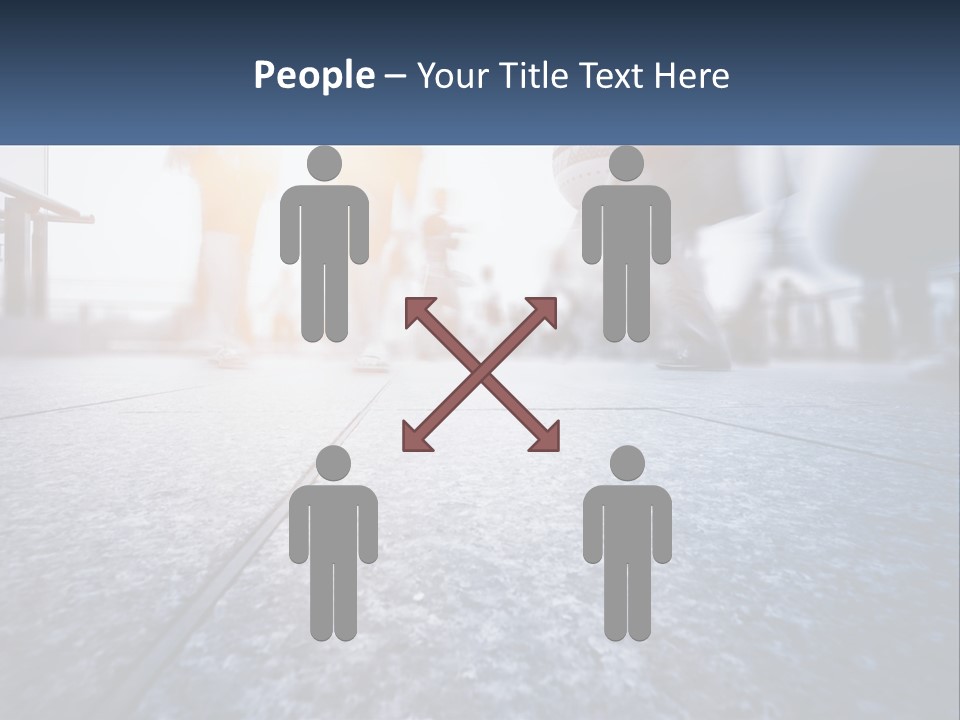 A Group Of People Walking Down A Sidewalk PowerPoint Template