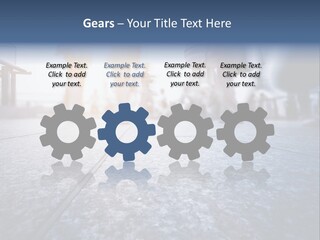 A Group Of People Walking Down A Sidewalk PowerPoint Template