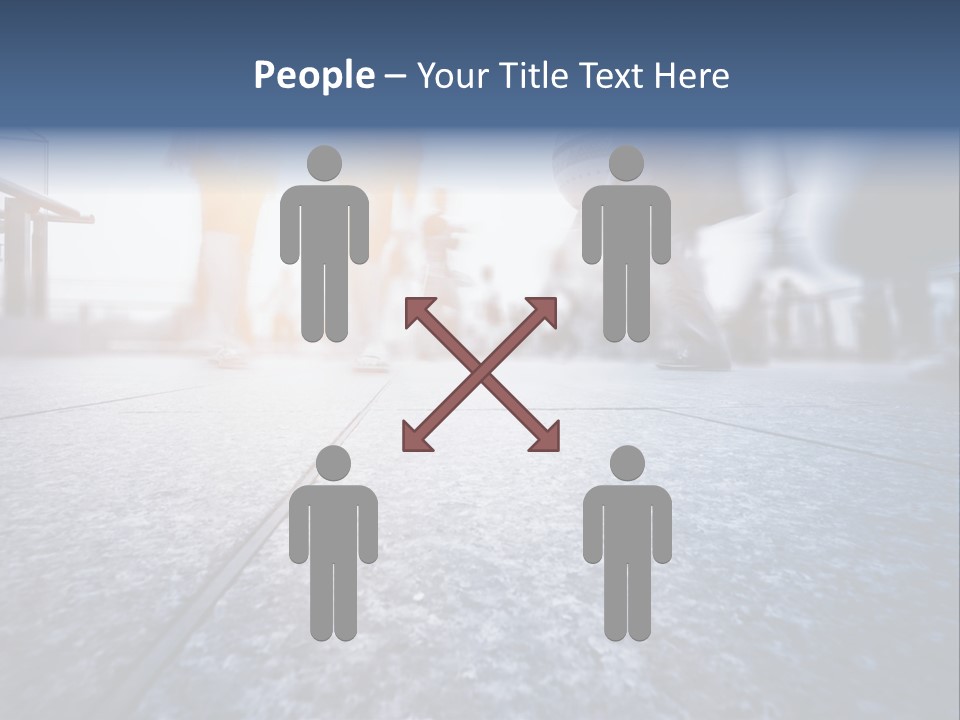 A Group Of People Walking Down A Sidewalk PowerPoint Template