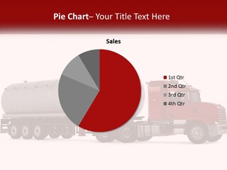 A Red Truck With A Tanker On The Back Of It PowerPoint Template