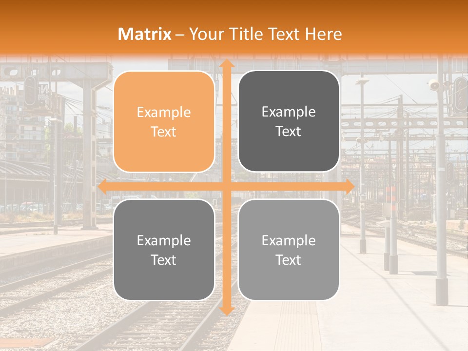 A Train Station With A Train On The Tracks PowerPoint Template