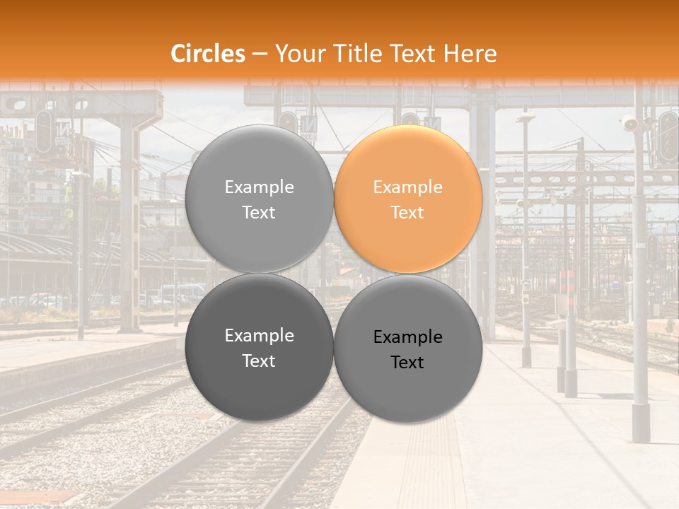 A Train Station With A Train On The Tracks PowerPoint Template