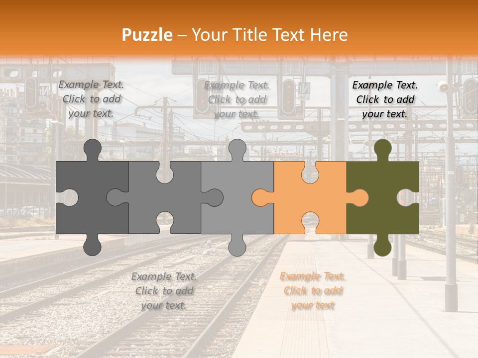 A Train Station With A Train On The Tracks PowerPoint Template
