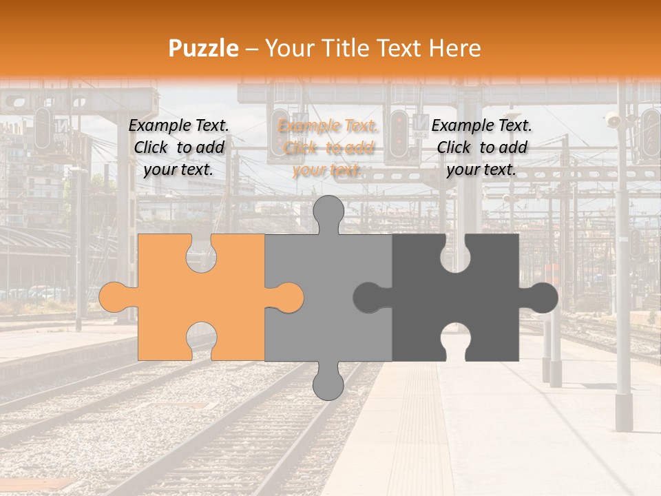 A Train Station With A Train On The Tracks PowerPoint Template