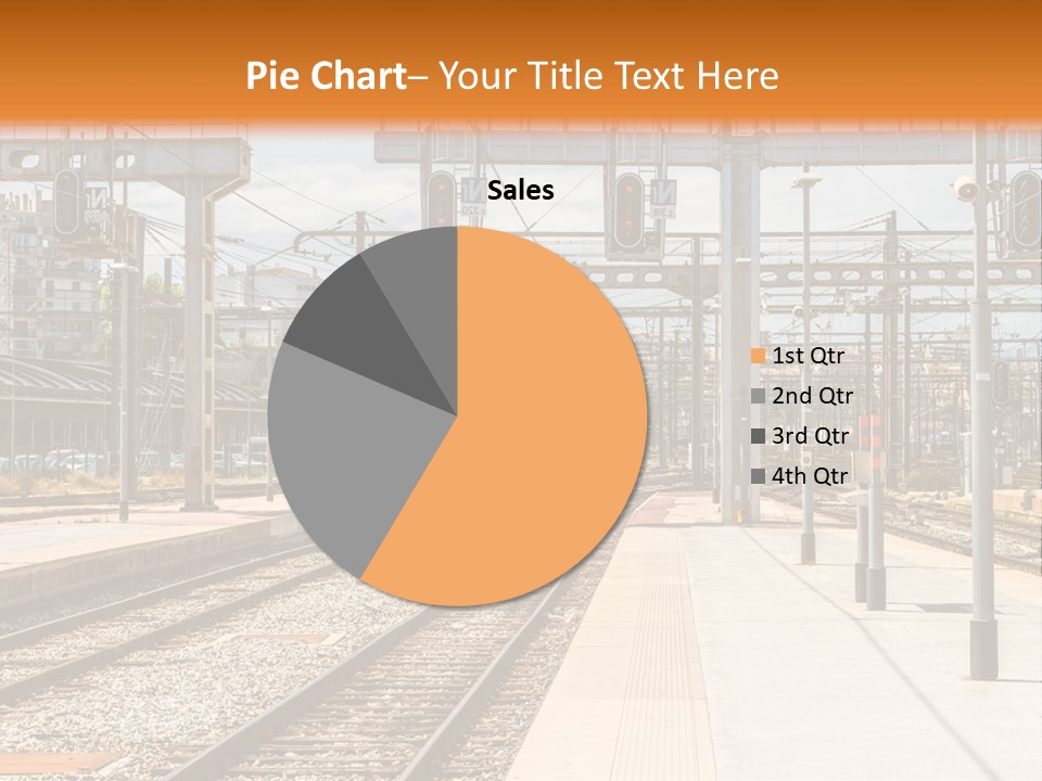 A Train Station With A Train On The Tracks PowerPoint Template