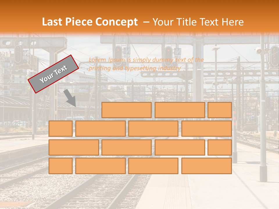 A Train Station With A Train On The Tracks PowerPoint Template