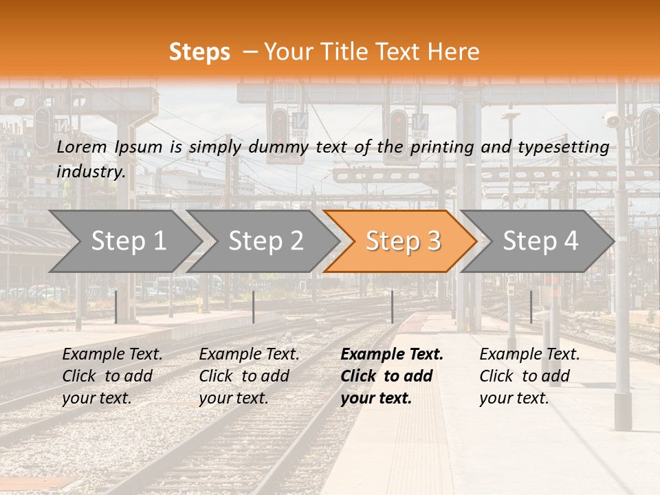 A Train Station With A Train On The Tracks PowerPoint Template