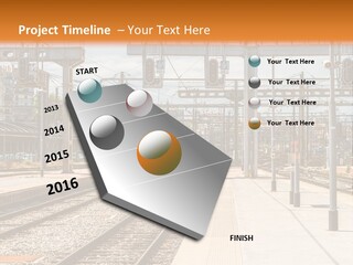 A Train Station With A Train On The Tracks PowerPoint Template