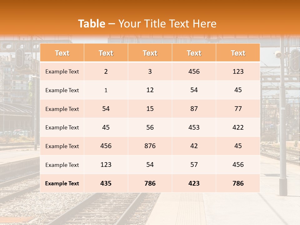 A Train Station With A Train On The Tracks PowerPoint Template