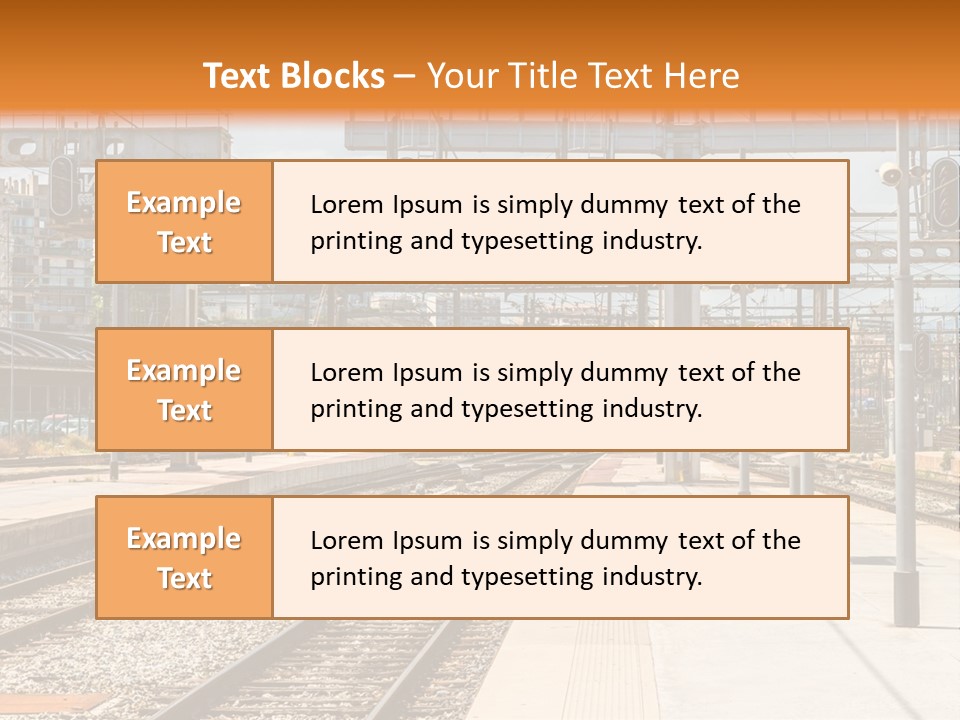 A Train Station With A Train On The Tracks PowerPoint Template