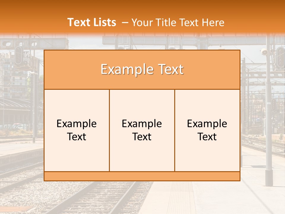 A Train Station With A Train On The Tracks PowerPoint Template
