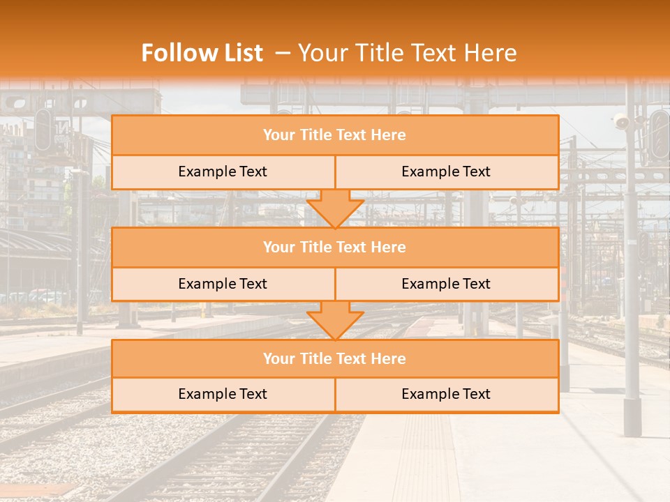 A Train Station With A Train On The Tracks PowerPoint Template