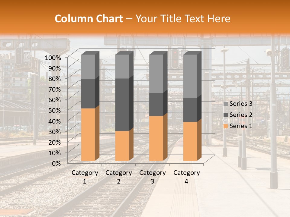 A Train Station With A Train On The Tracks PowerPoint Template
