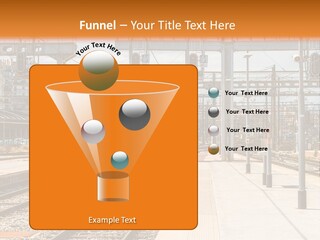 A Train Station With A Train On The Tracks PowerPoint Template