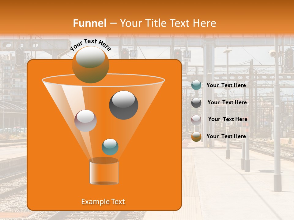 A Train Station With A Train On The Tracks PowerPoint Template