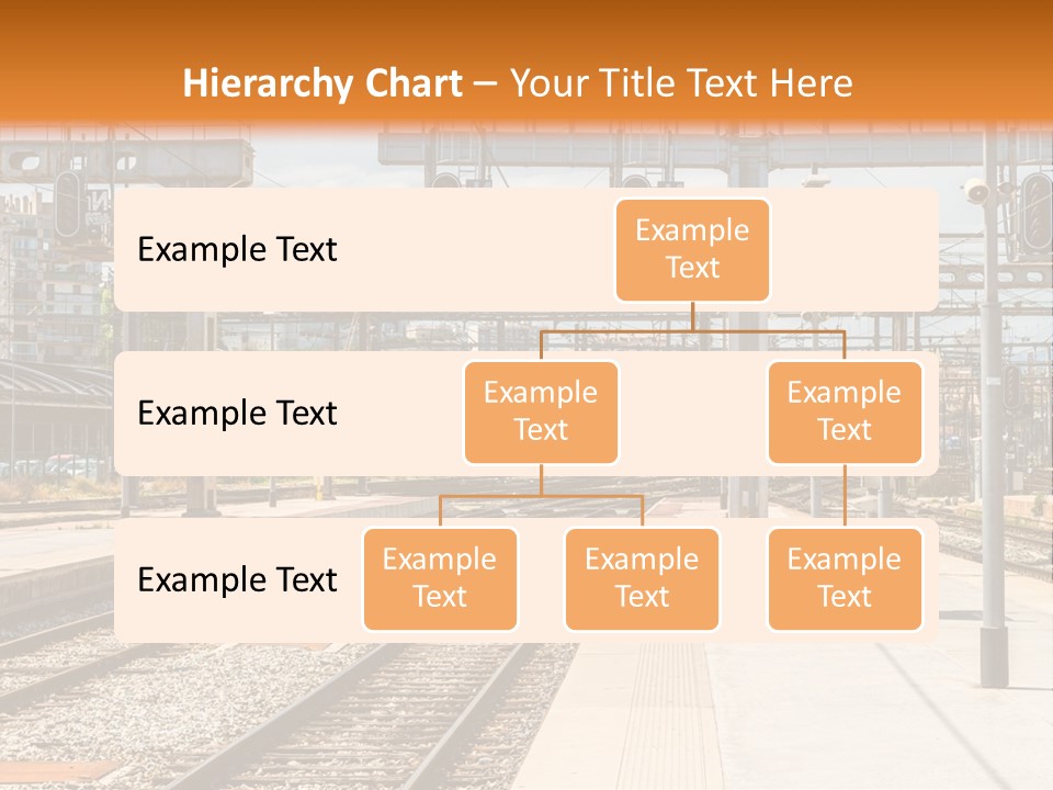 A Train Station With A Train On The Tracks PowerPoint Template