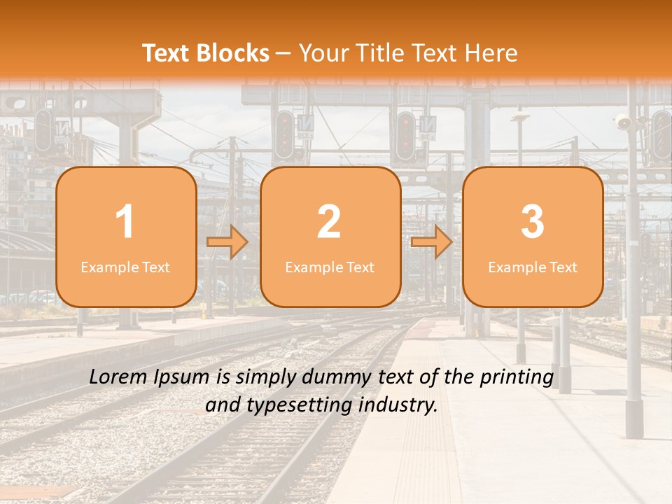 A Train Station With A Train On The Tracks PowerPoint Template