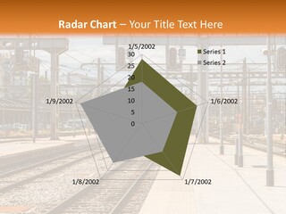 A Train Station With A Train On The Tracks PowerPoint Template
