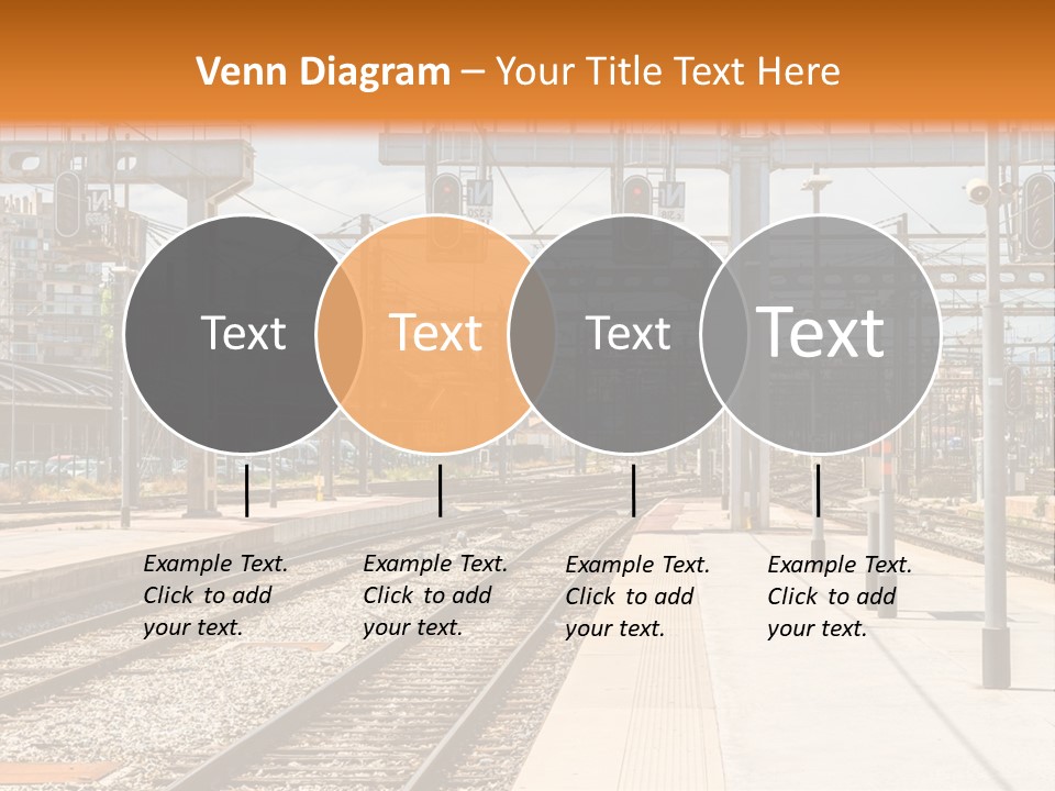 A Train Station With A Train On The Tracks PowerPoint Template