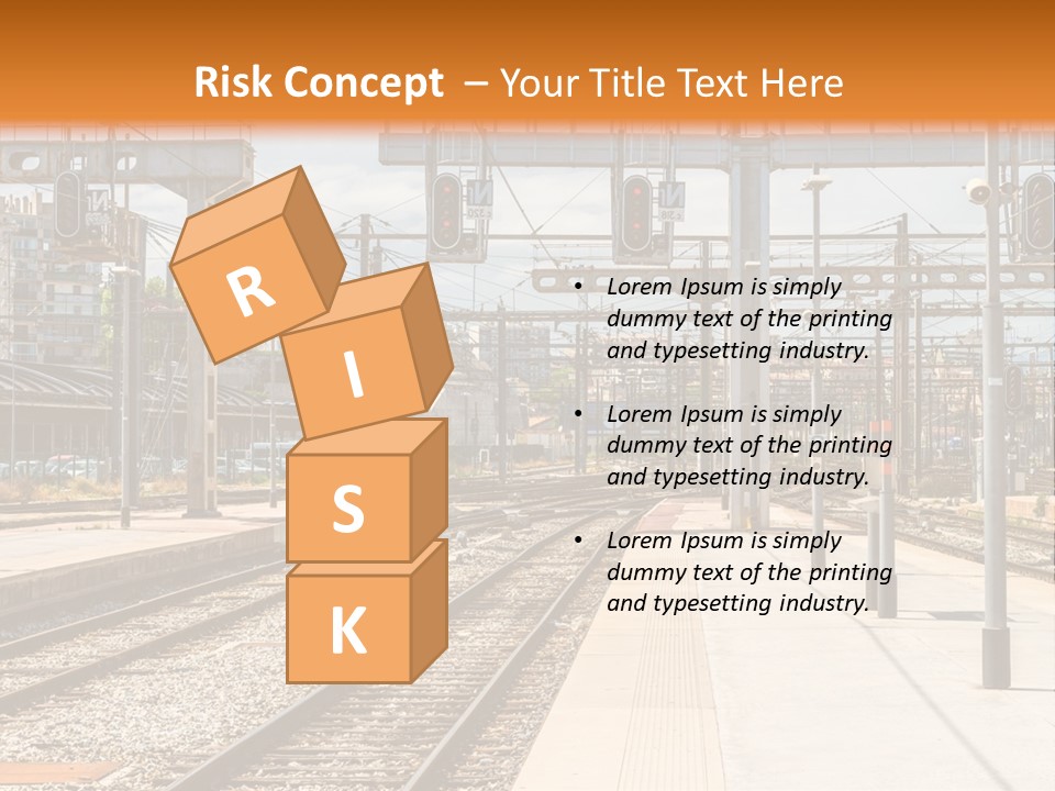 A Train Station With A Train On The Tracks PowerPoint Template