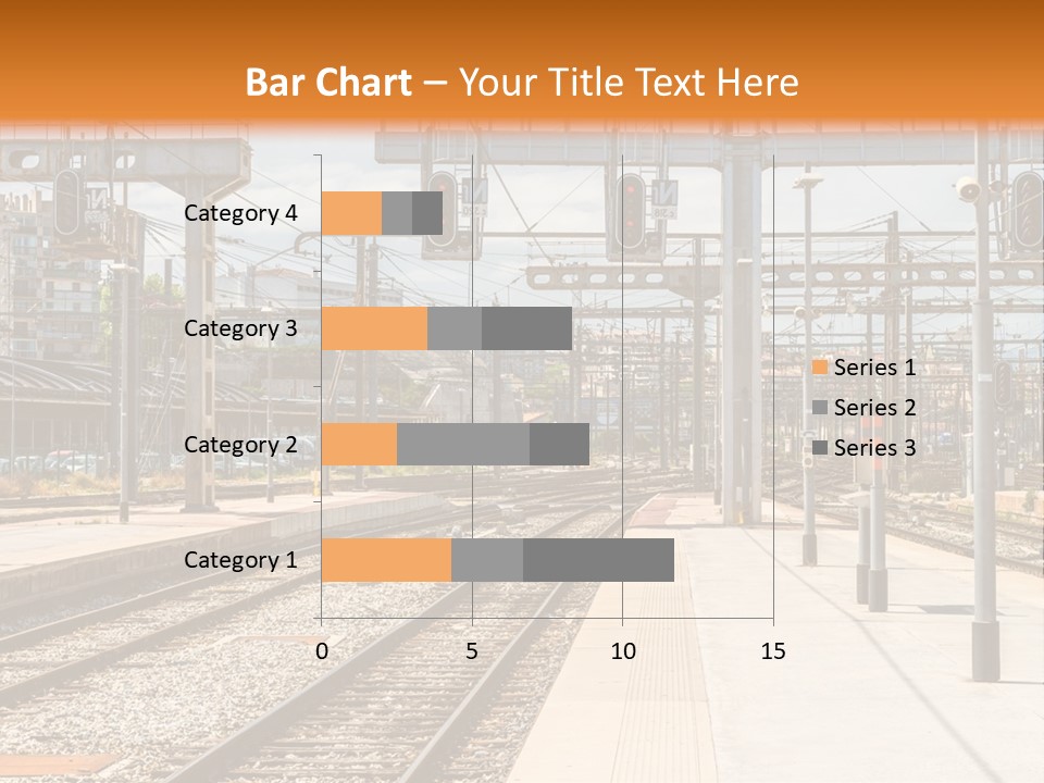 A Train Station With A Train On The Tracks PowerPoint Template