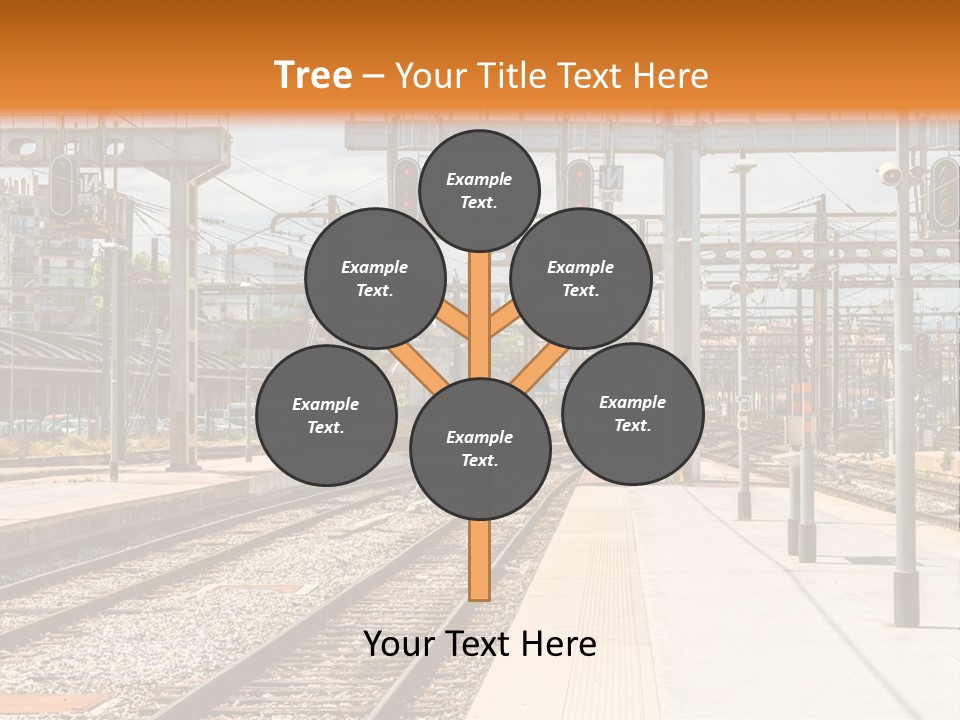 A Train Station With A Train On The Tracks PowerPoint Template