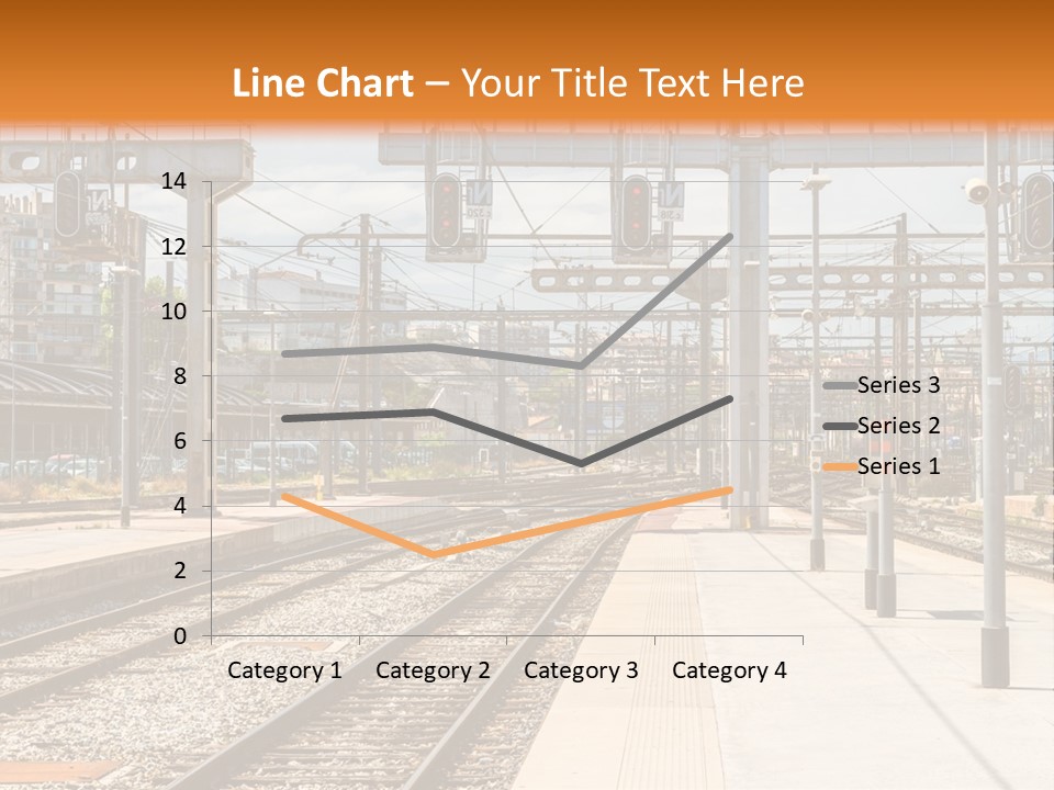 A Train Station With A Train On The Tracks PowerPoint Template
