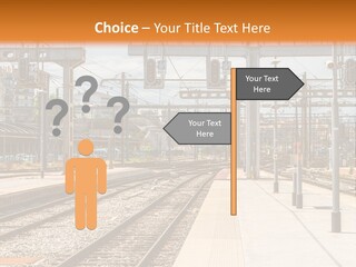 A Train Station With A Train On The Tracks PowerPoint Template
