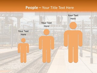 A Train Station With A Train On The Tracks PowerPoint Template