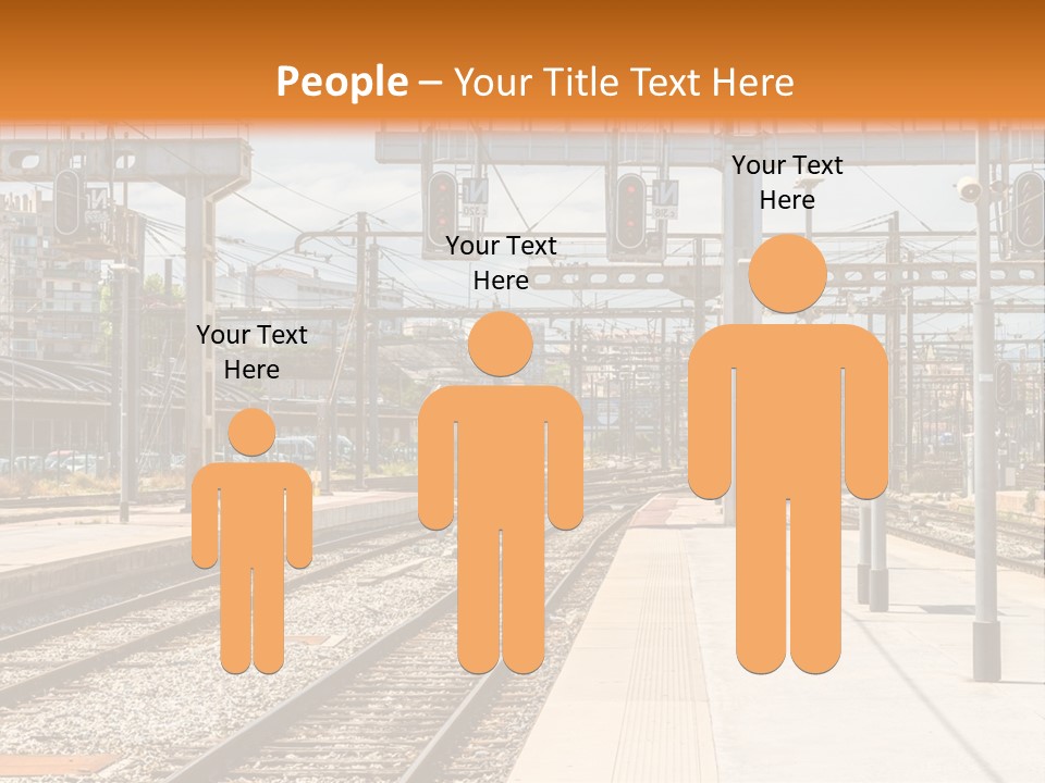 A Train Station With A Train On The Tracks PowerPoint Template