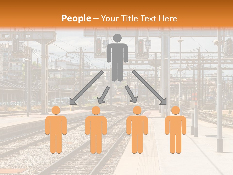 A Train Station With A Train On The Tracks PowerPoint Template